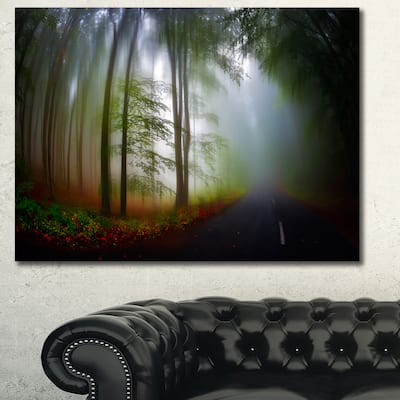 Designart "Fall Landscape in the Forest" Large Landscape Canvas Art Print - Multi-color