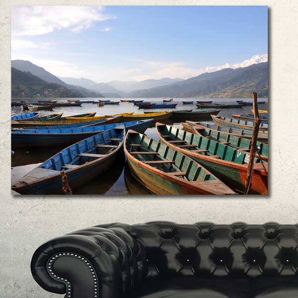 Shop Designart Colorful Boats Pokhara Lake Boat Canvas