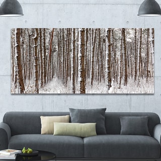 Designart "Dense Pine Forest in Winter" Large Landscape Canvas Art ...