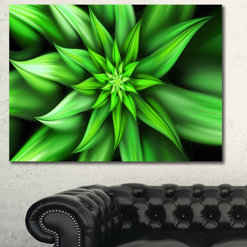 Designart "Exotic Green Flower Petals" Extra Large Floral Wall Art on
