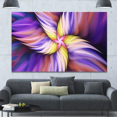 Designart "Purple Yellow Rotating Flower" Extra Large Floral Canvas Art Print - Purple