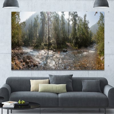 Designart "Mountain River Panorama" Extra Large Landscape Canvas Art Print - Multi-color