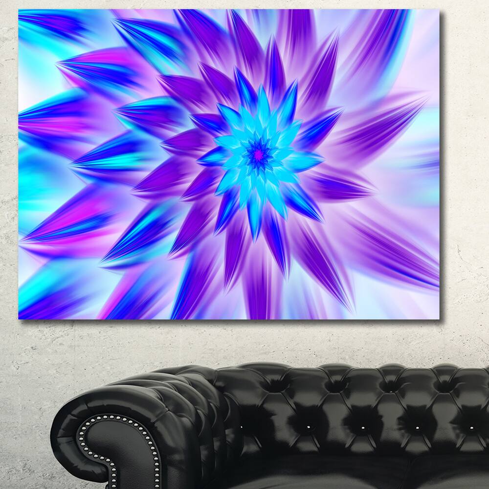 Designart "Exotic Blue Flower Petals" Extra Large Floral Wall Art on