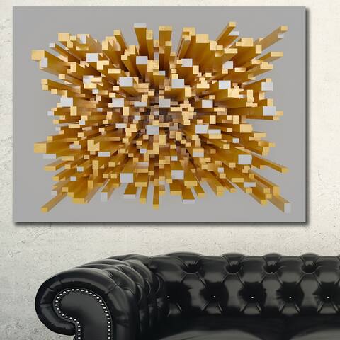Designart "Golden Fragments 3D Design" Abstract Canvas Wall Art