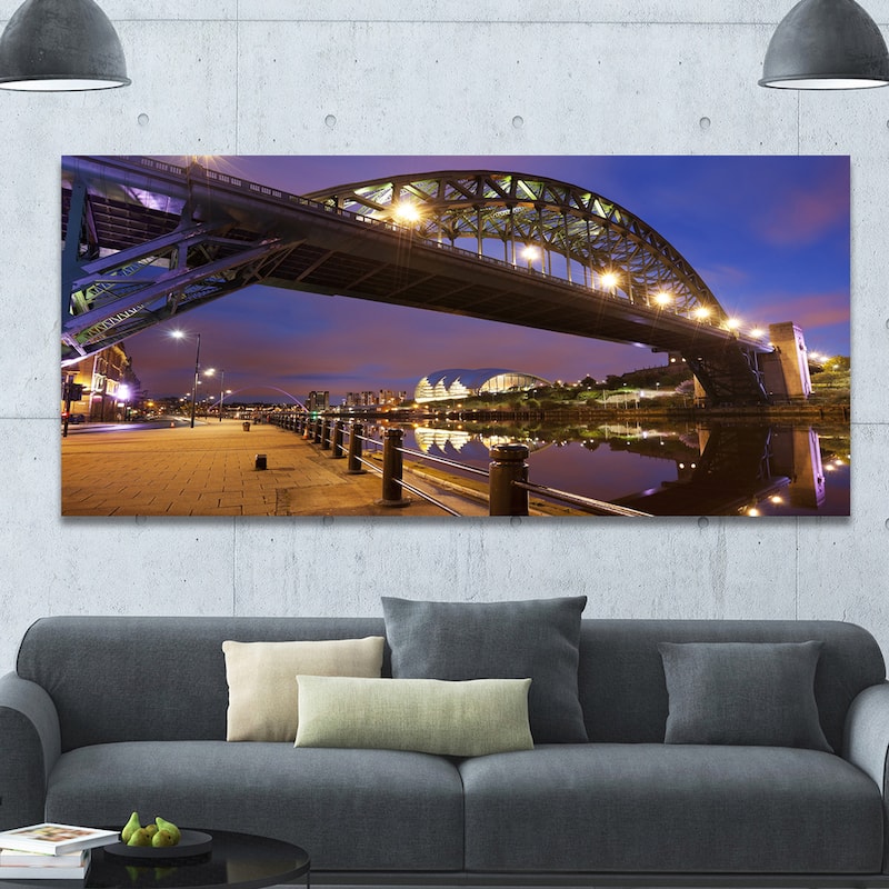 Designart "Bridges over River Tyne Newcastle" Extra Large Cityscape Wall Art