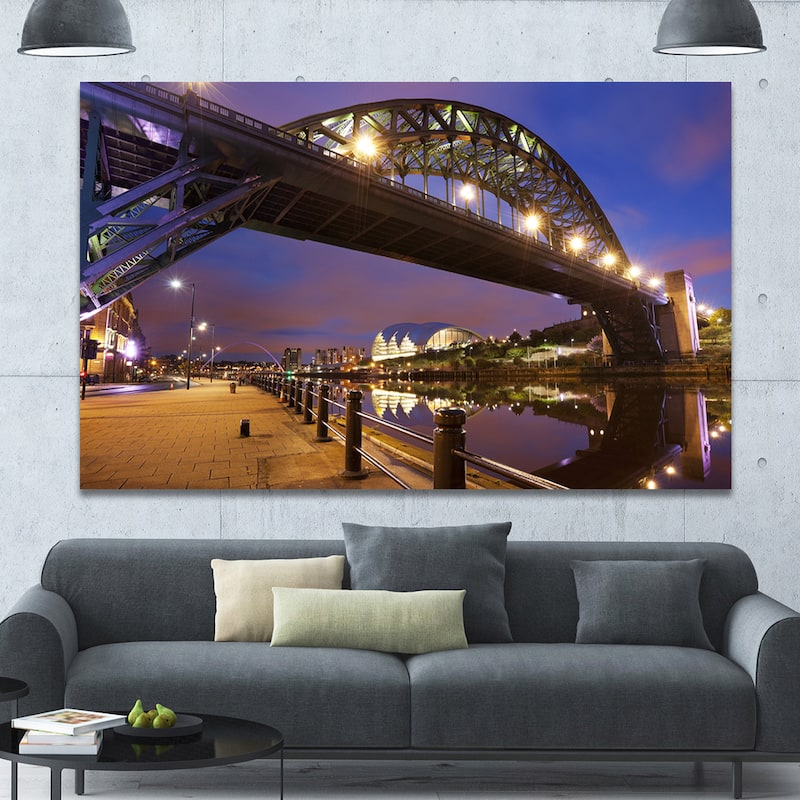 Designart "Bridges over River Tyne Newcastle" Extra Large Cityscape Wall Art