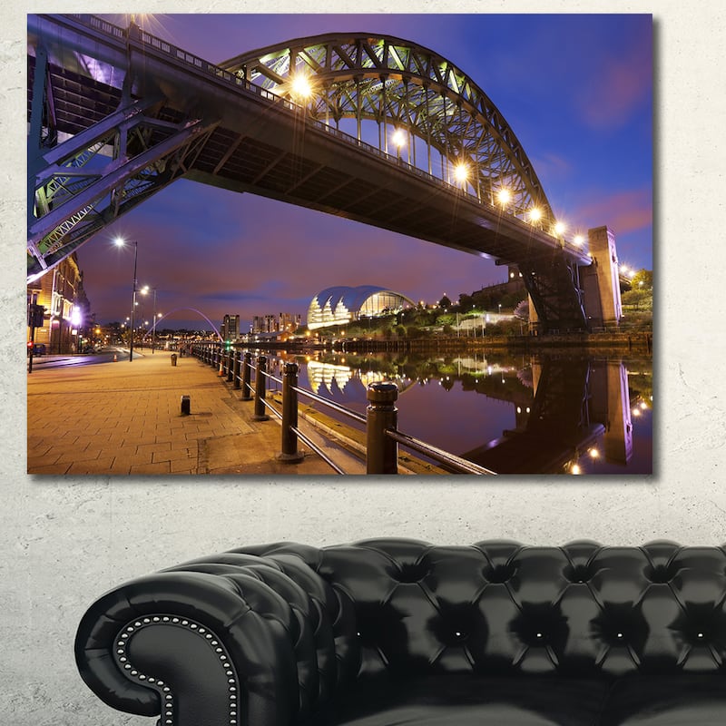 Designart "Bridges over River Tyne Newcastle" Extra Large Cityscape Wall Art