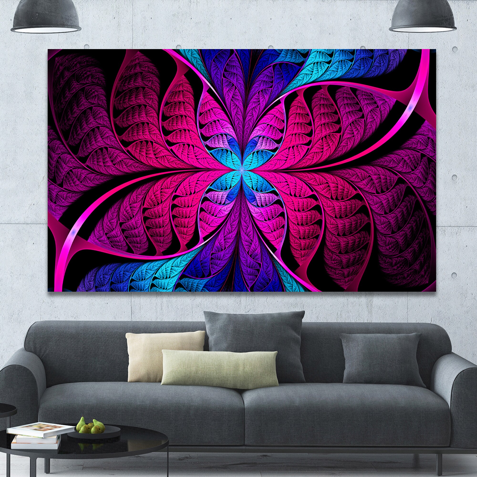 Designart 'Bright Pink Fractal Stained Glass' Large Wall