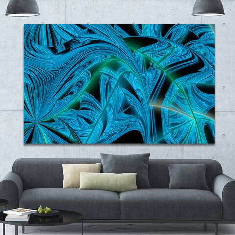 Designart "Blue Winter Fractal Pattern" Large Art on Canvas