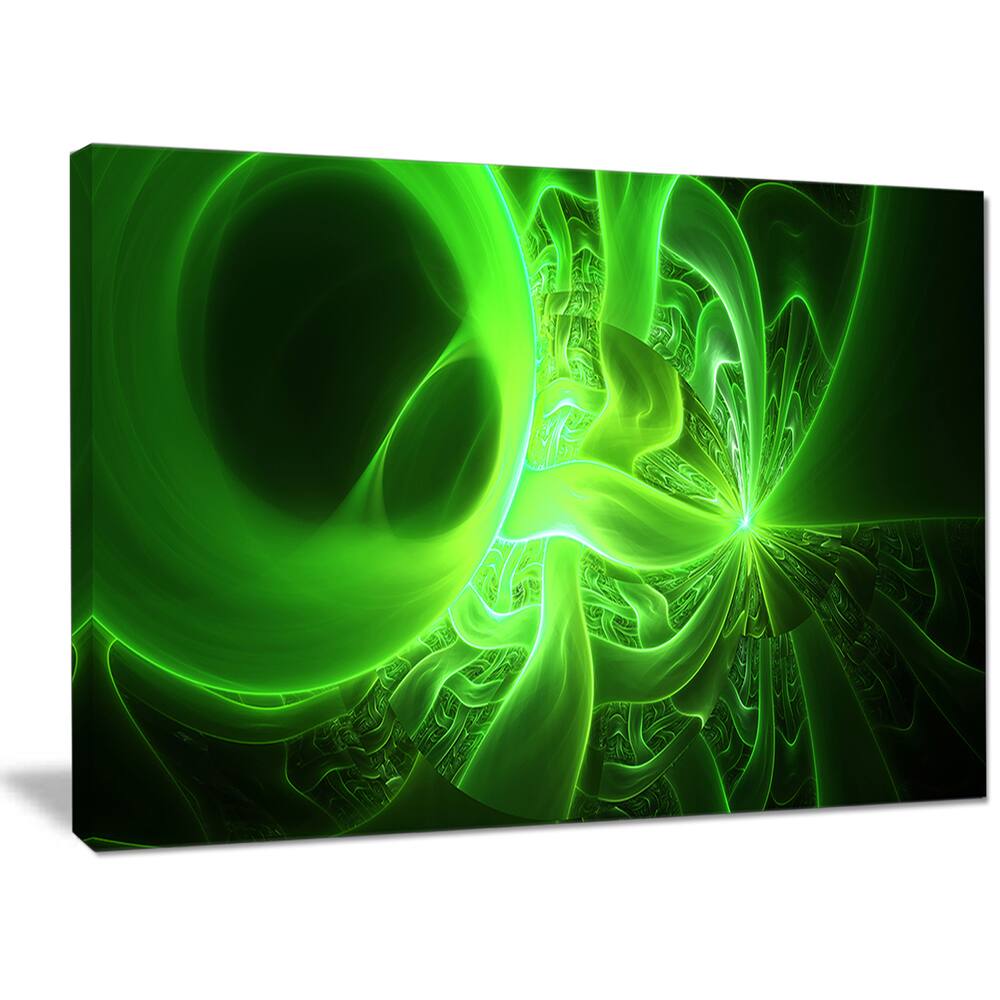 Designart "Bright Green Designs on Black" Abstract Wall Art Canvas Bed Bath & Beyond 14558367