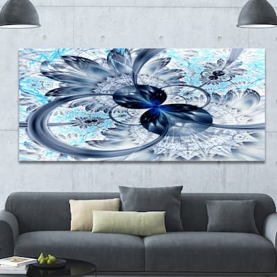 Designart "Dark Blue Purple Fractal Flower" Abstract Wall Art on Canvas