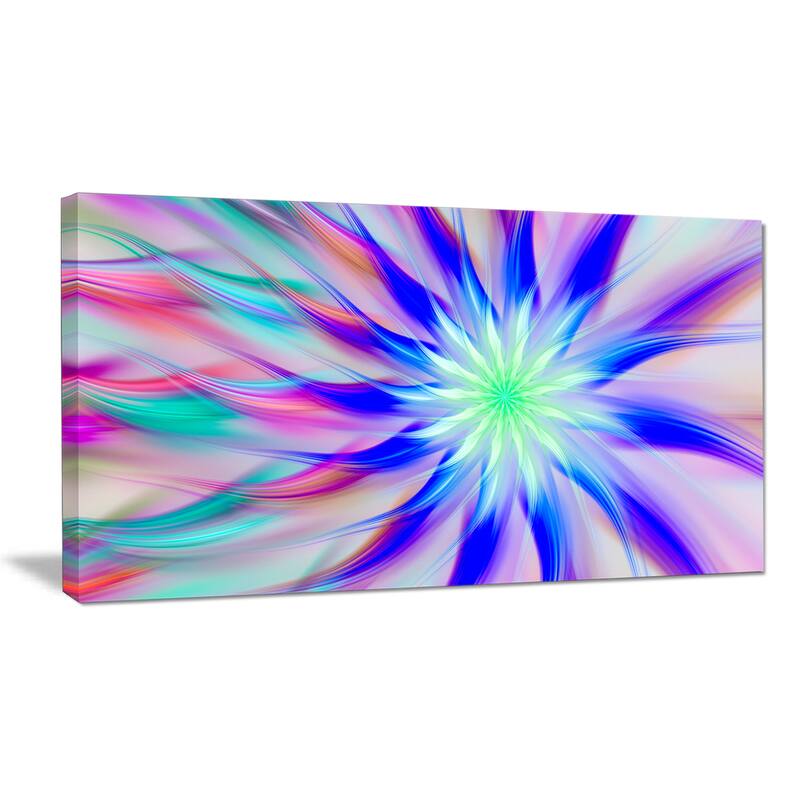Designart exotic blue fractal spiral flower extra large abstract