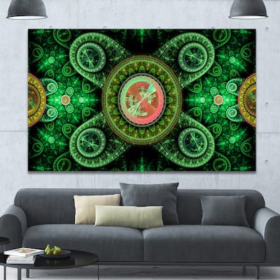 Designart "Green Psychedelic Relaxing Art" Extra Large Canvas Art Print