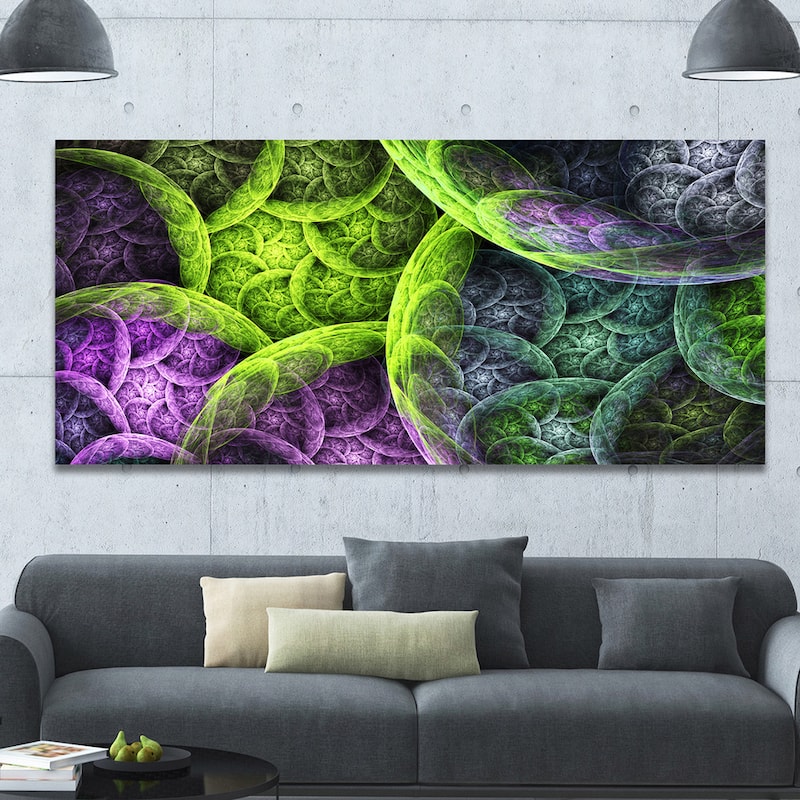 Designart "Green Pink Colorful Clouds'Extra Large Abstract Canvas Art