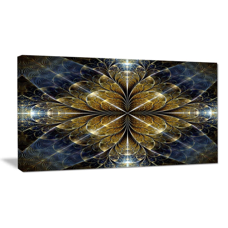 Designart "Digital Gold Fractal Flower Pattern" Abstract Wall Art Canvas