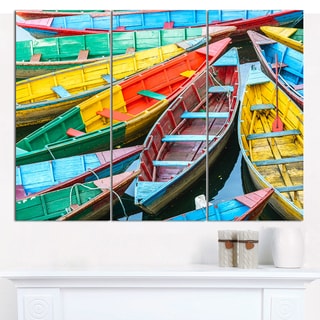 39 in Designart TAP15697-39-32 Row of Blue Pokhara Lake Boat Blanket D/écor Art for Home and Office Wall Tapestry Medium Created On Lightweight Polyester Fabric x 32 in