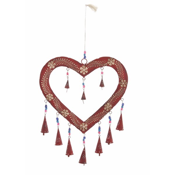 Red Gold Iron Glass Heart Windchime Free Shipping On Orders Over Red Gold Iron Glass Heart Windchime