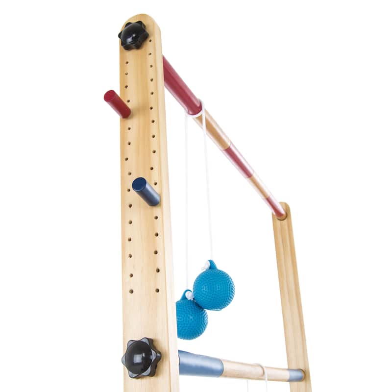 Hey! Play! Double Wooden Ladder Toss with 6 Bolas - Natural Wood - 19 x 25 x 38.5
