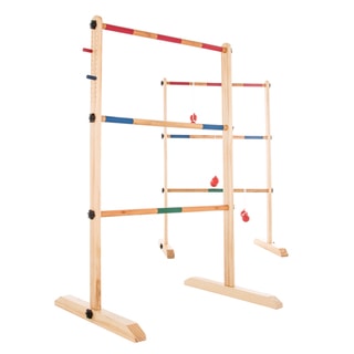 Hey! Play! Double Wooden Ladder Toss with 6 Bolas - Natural Wood - 19 x 25 x 38.5