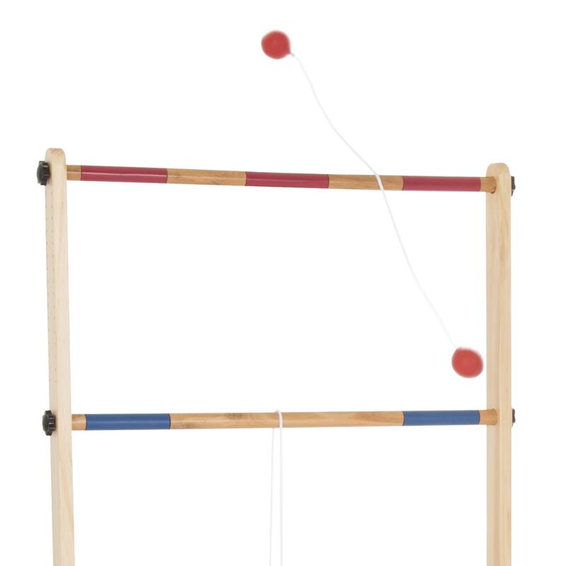 Hey! Play! Double Wooden Ladder Toss with 6 Bolas - Natural Wood - 19 x 25 x 38.5