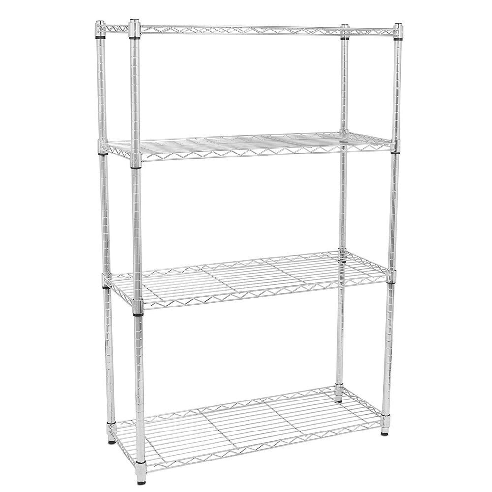 Tileon 4-Shelf Iron Pantry Organizer with Wheels in Silver