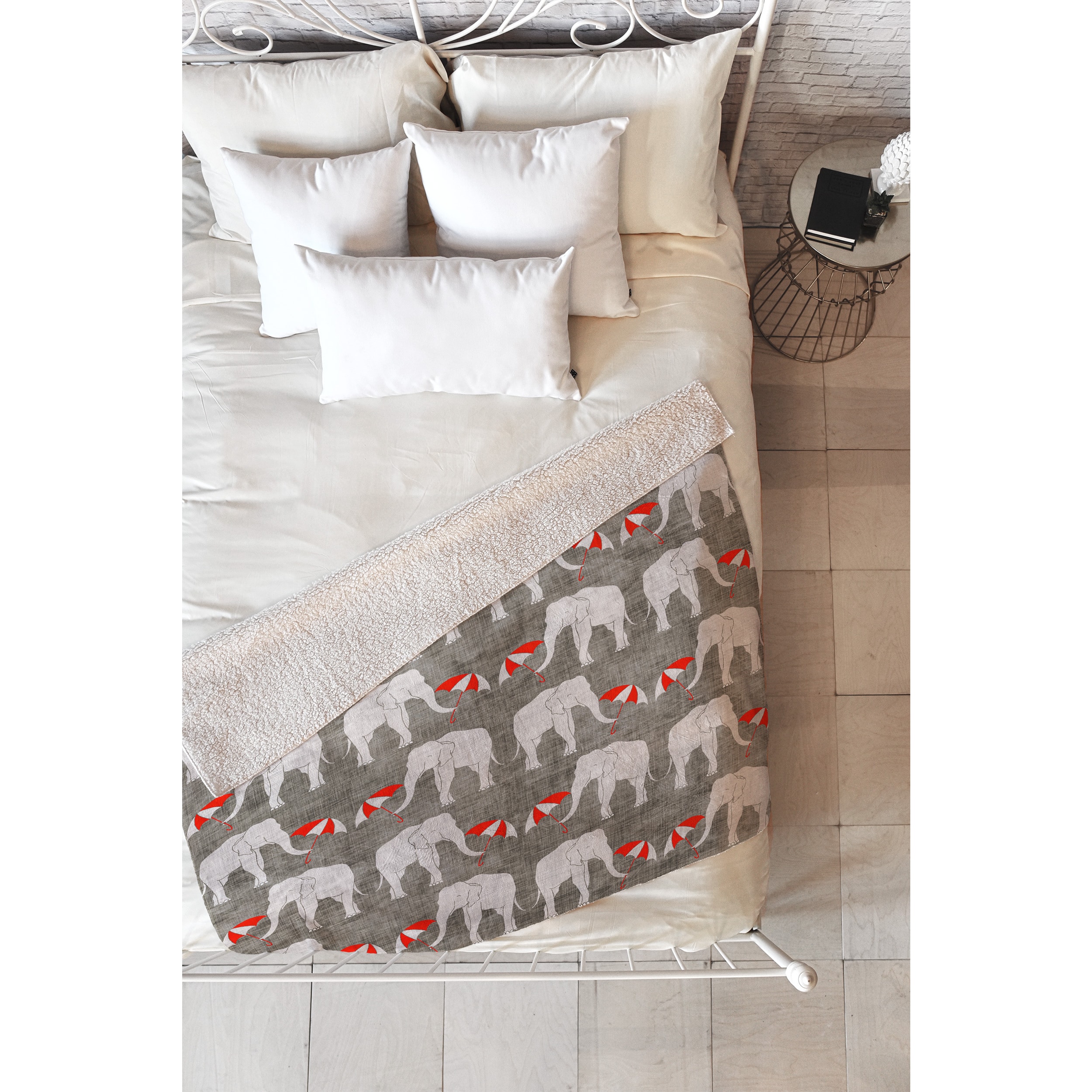 Holli Zollinger Elephant and Umbrella Red Fleece Throw - Bed Bath ...