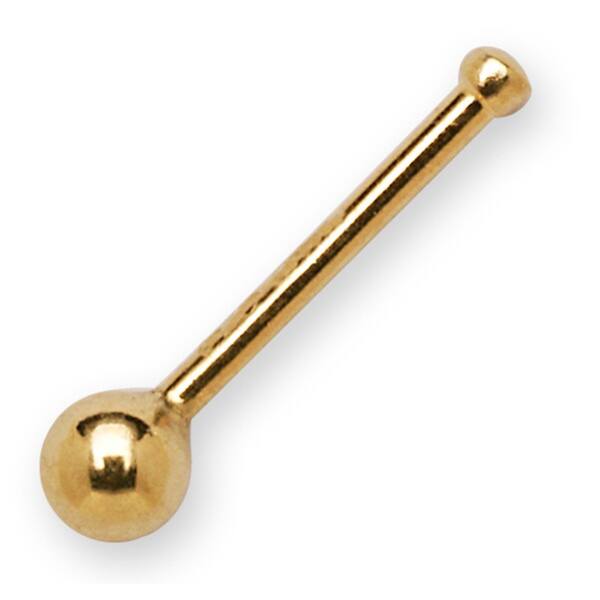 14k Gold 1.5-mm 20-gauge Ball Nose Stud - White - 3/4'' - Yellow