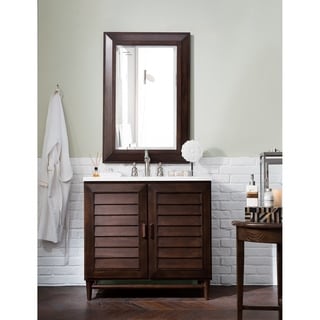 Floor Cabinet Bathroom Vanities & Vanity Cabinets - Shop The Best ... - Portland 36-inch Marble Top Burnished Mahogany Single Vanity