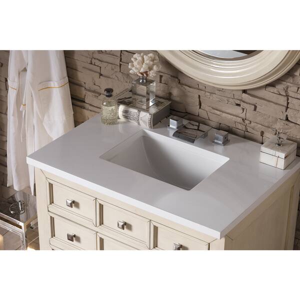 Victoria 33 Inch Snow White Quartz Top Vanilla Oak Single Inch Snow White Quartz Top Vanilla Oak