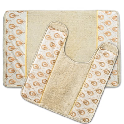 Seraphina Beige and Gold Bath and Contour Rug Set or Separates