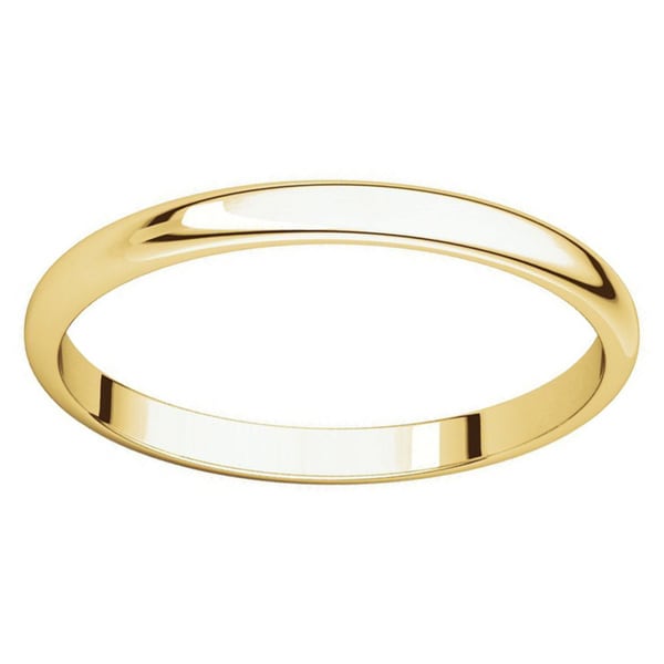10k Yellow Gold 2 mm Half-Round Light Wedding Band