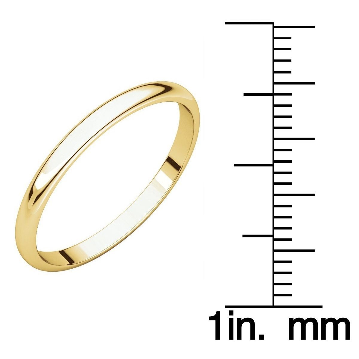 Womens 10K White Gold 2.5mm Light Half Round Wedding Band Ring