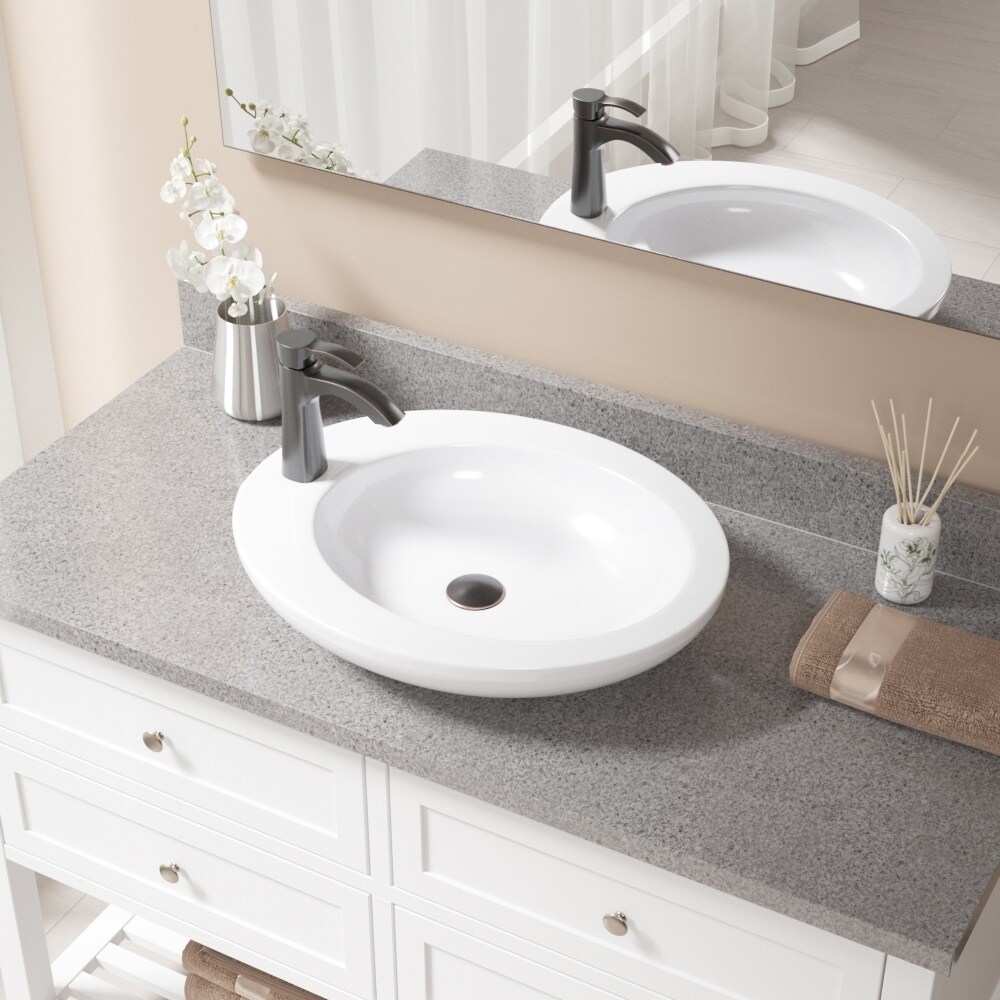 Shop V3202 White Porcelain Sink With Antique Bronze Faucet And Pop