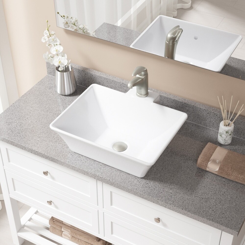 Zuhne Undermount Bathroom Sink With Overflow White Vitreous Enamel Rectangle 20 By 13 Bowl Vanity Sink Tops