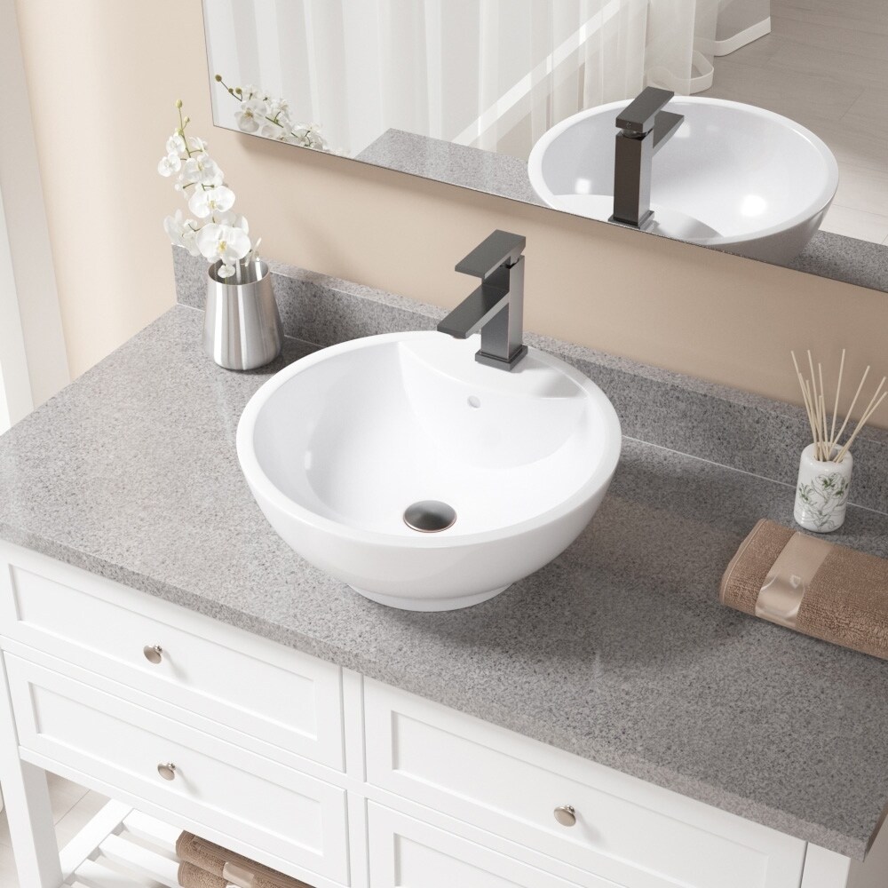 Shop V2702 White Porcelain Sink With Antique Bronze Faucet And Pop
