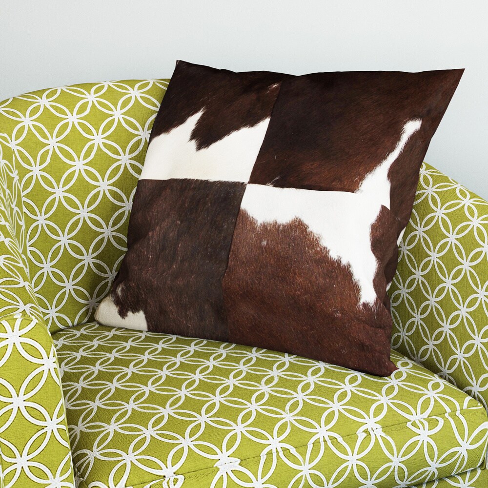 Shop Vache Brown Cotton Leather Cow Hide Pillow On Sale Free