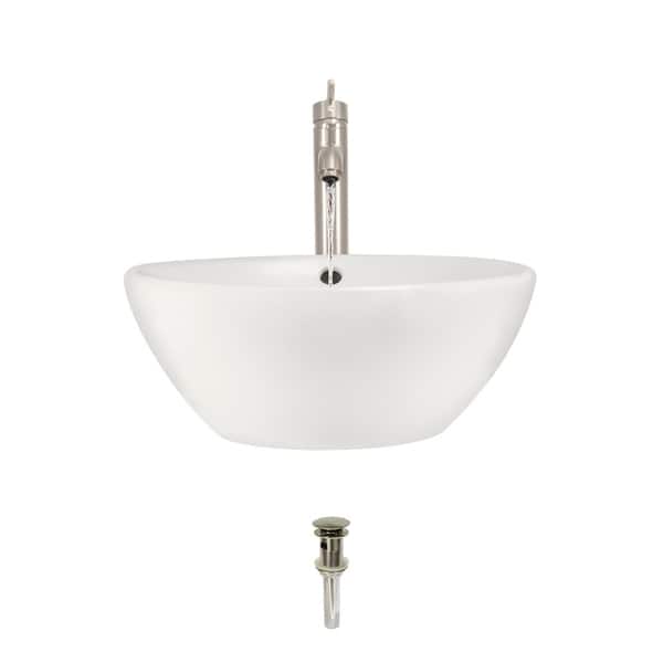 Shop V2200 Bisque Porcelain Sink With Brushed Nickel Faucet And