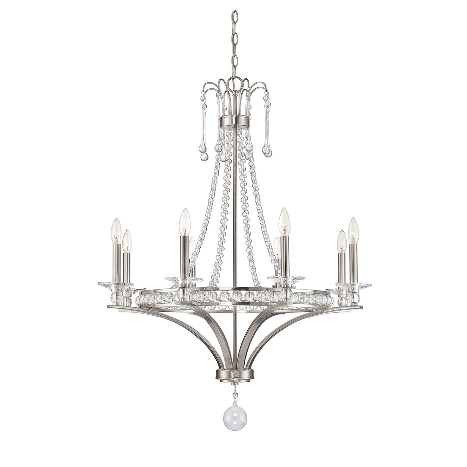 Alana 8-Light Satin Nickel Chandelier - Silver (8-Light Satin Nickel Chandelier) - Chandeliers For Bedrooms by Overstock.com
