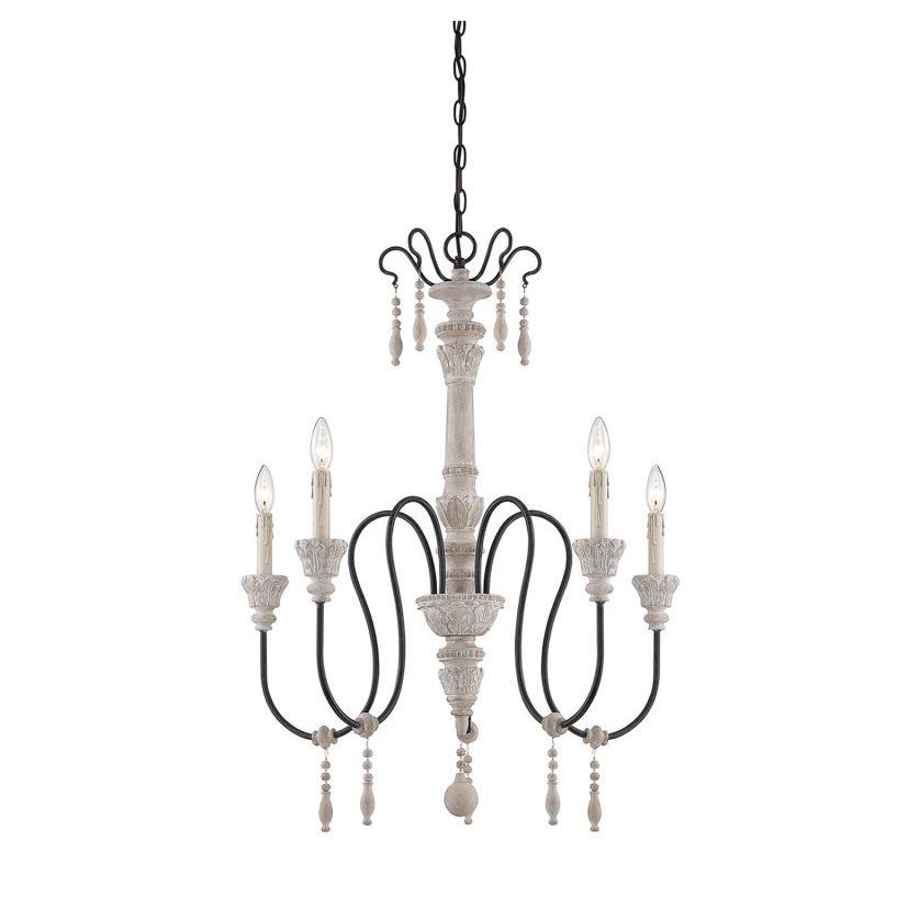 Ashland 5-Light White Washed Driftwood Chandelier (5-Light White Washed Driftwood Chandelier) - Chandeliers For Bedrooms by Overstock.com