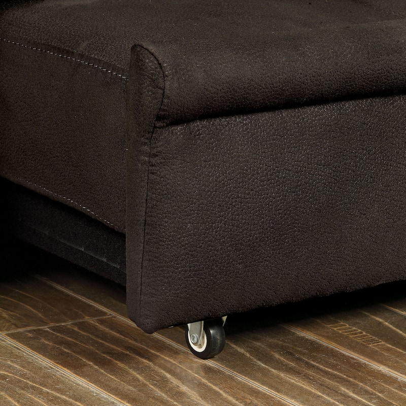 Kore Transitional Brown Fabric Tufted Storage Futon Sofa by Furniture of America