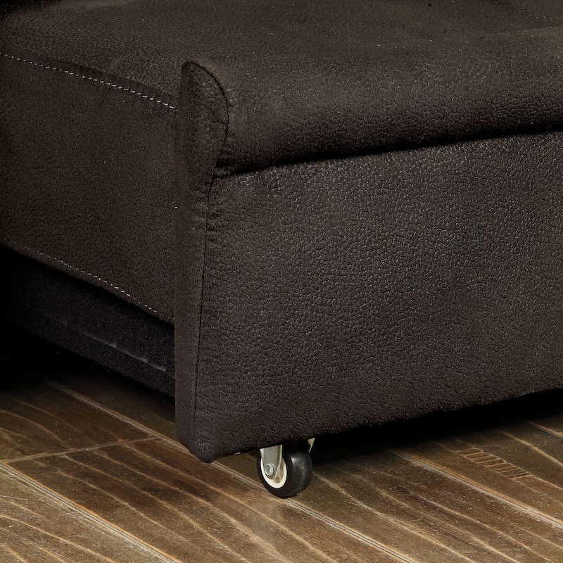 Kore Transitional Brown Fabric Tufted Storage Futon Sofa by Furniture of America