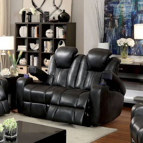 Furniture of America Weer Modern Grey Faux Leather Reclining Loveseat