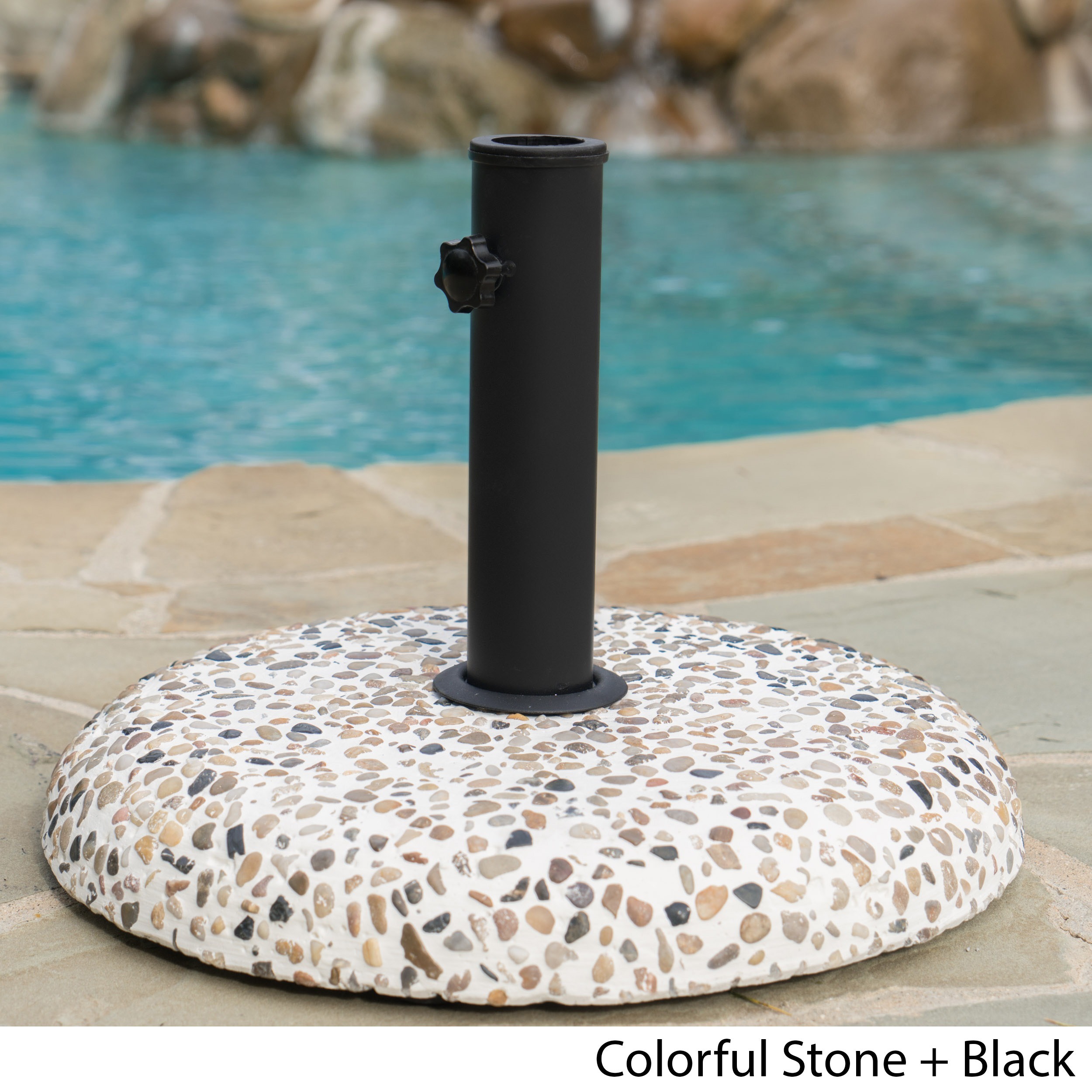 Shop Black Friday Deals On Sahara Outdoor 45 Pound Round Multi Color Stone Concrete Umbrella Base Holder By Christopher Knight Home Overstock 14566301