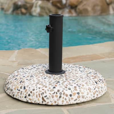 Sahara Outdoor 45-pound Round Multi-Color Stone Concrete Umbrella Base Holder by Christopher Knight Home