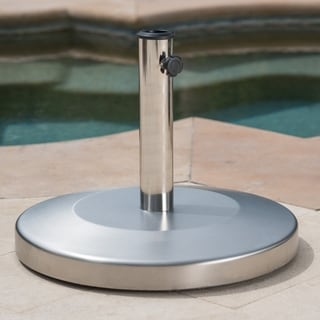 Christopher Knight Homenorco Outdoor 50 Pound Round Stainless Steel Umbrella Base Holder By Christopher Knight Home Silver Dailymail