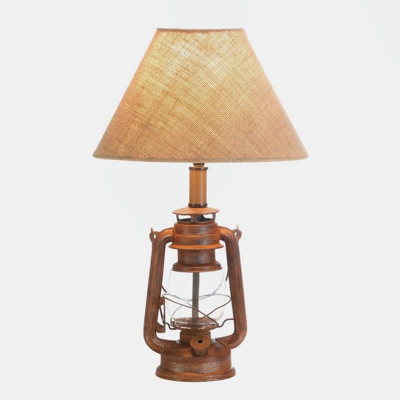 Old Fashioned Table Lamp with Burlap Shade