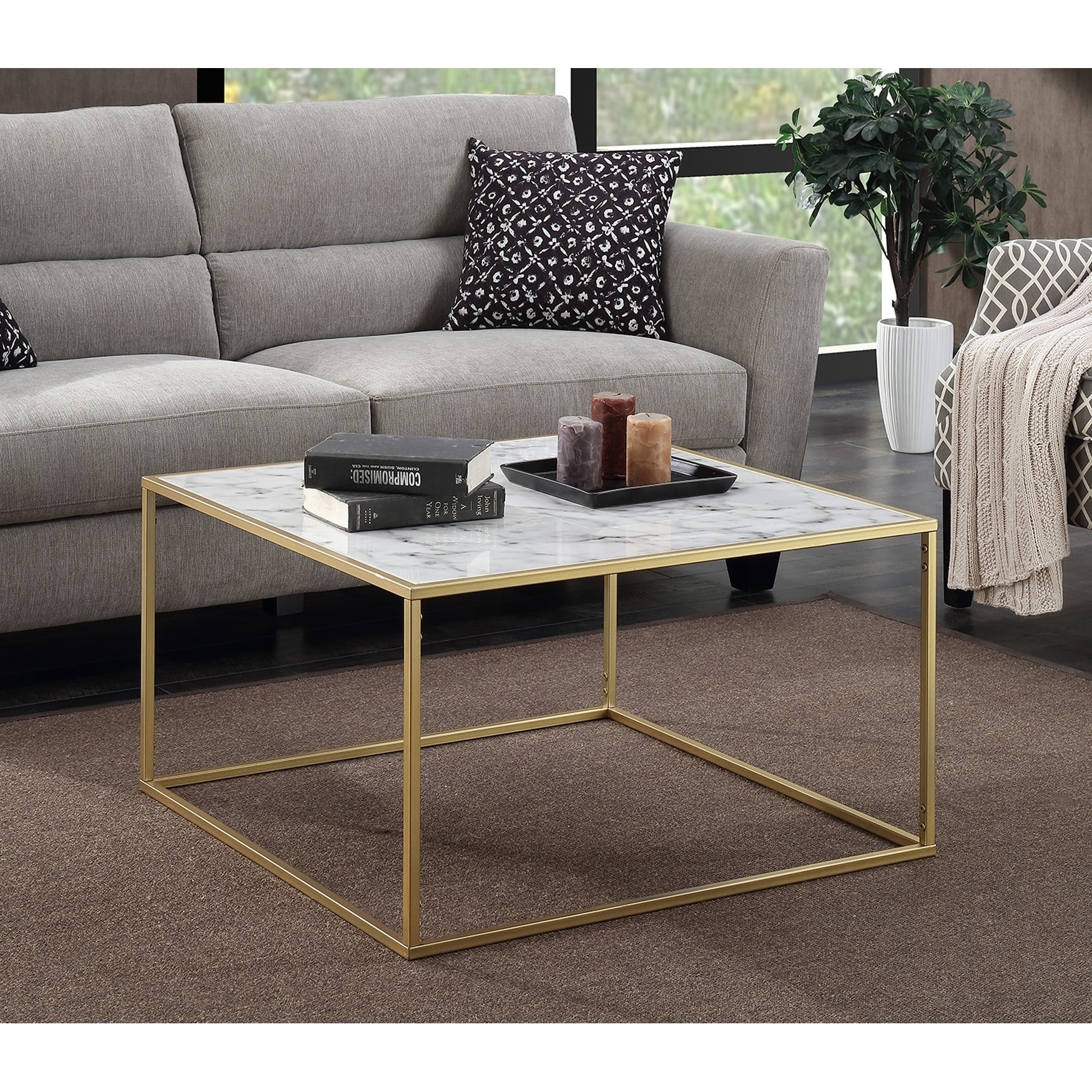 Shop Convenience Concepts Gold Coast Faux Marble Coffee Table - Free