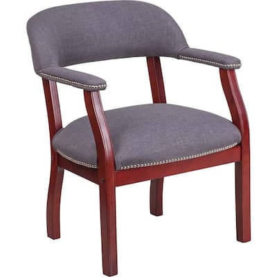Offex Mahogany and Grey Fabric Luxurious Conference Chair