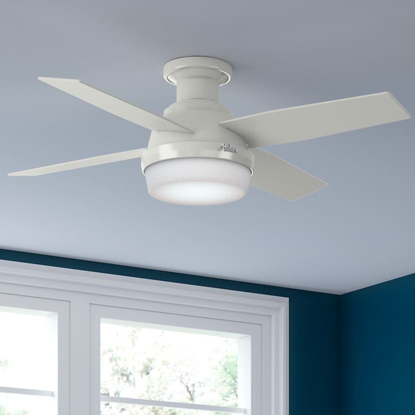 Hunter Fan Dempsey Collection White 44 Inch Low Profile Reversible Blade Ceiling Fan