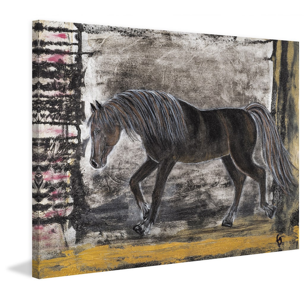 'Baraka Merens Horse' Painting Print on Wrapped Canvas - Multi-Color